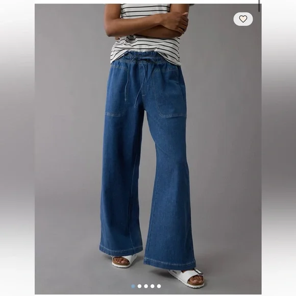 AMERICAN EAGLE Dreamy Drape Linen-Blend Pull-On Pant - Picture 1 of 6